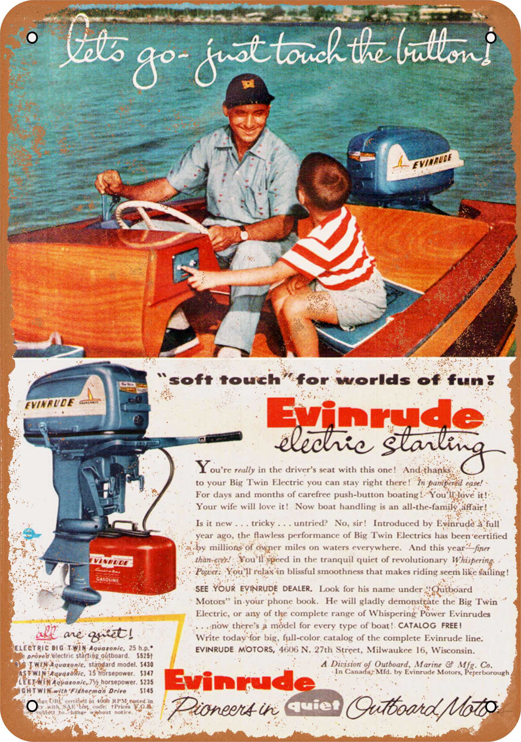 1953 Evinrude Boat Motor  Refrigerator Tool Box  Magnet Man Cave 