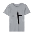 thumbnail image 4 of Daisyyozoid Nouvelles Arrivées Hauts pour Femmes Joyeuses Pâques Lettrage Imprimé Col Rond Manches Courtes Haut Manches Courtes Col Rond Chemise, 4 of 5
