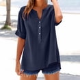 thumbnail image 2 of Endives Womens Tops V Neck Button Down Open Front Short Sleeve Tshirts Business Casual Basic Tee Loose Fit, 2 of 8