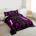 thumbnail image 3 of Homewish Teens Colorful Gamepad Bedding Comforter Set,3D Plaid Grid Twin Comforter Sets,Purple Black Bedding Set For Boys Kids,Luxury Bedroom Decor Reversible,2pcs, 3 of 8