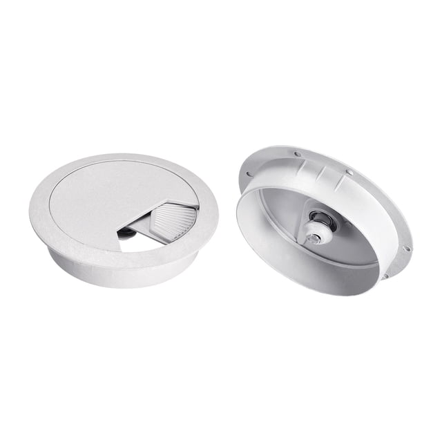 Unique Bargains 2Pack 3 Inch Cable Hole Cover ABS Office Desk Cable Wire Cord Grommet, Silver Tone
