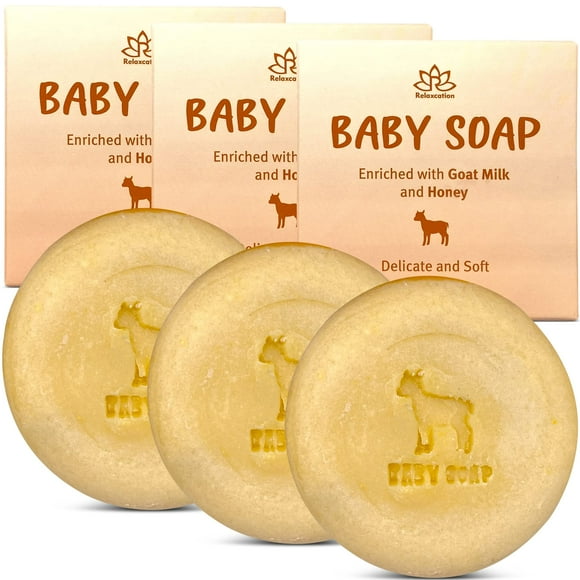 Pack de 3 barras de jabón Relaxcation para 3 bebés con leche de cabra y miel