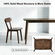 Noble House 47 Solid Wood Dining Table, Rectangular Mid-Century Kitchen Table with Rounded Corners, Walnut