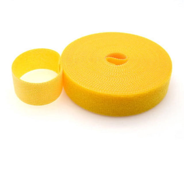 5M Hook Loop Cable Ties Reusable Fastening Tape Straps Cable Management Ties Cable Straps Adjustable Cord Ties Cord Organizer Yellow 5Meter-Length Width 30mm