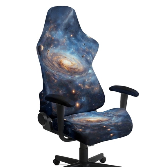 Whosucclay Galaxy Print Gaming Chair Slipcovers, Stretchable Office Chair Cover 4 Pcs Computer Desk Chairs Covers with Armrest Covers, Rotating Armchair Protector Cover