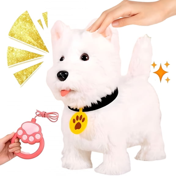 BESTSKY 2026 realistic Robot Dog Lifelike Toy Dog, Interactive Robot with Touch Sensing Voice Mimic Licking Motion Leash Remote Soft Fur for Kids Battery Powered