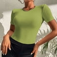 thumbnail image 2 of Blusa superior sexy de manga corta sólida con cuello redondo de verano para mujer con estilo OAVQHLG3B Store lin121212, 2 of 5