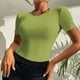 thumbnail image 2 of Blusa superior sexy de manga corta sólida con cuello redondo de verano para mujer con estilo OAVQHLG3B Store lin121212, 2 of 5