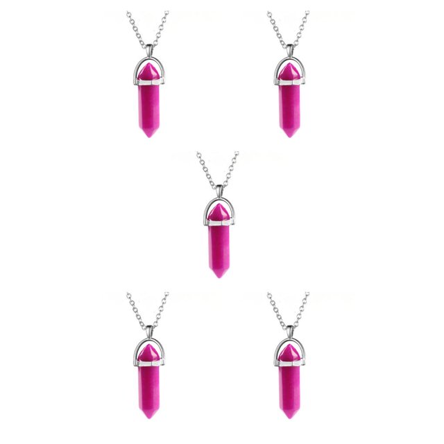 maskred Hexagon Column Charm Findings Handmade Holiday Hanging Pendants Crystal Necklace Earring Keychains Decorations Rose Red 5Set