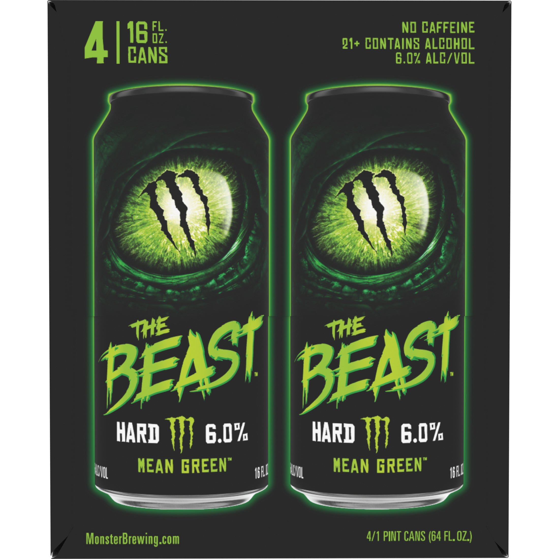 The Beast Mean Green Flavored Malt Beverage, 16 fl oz 4 Pack Cans, 6% ABV