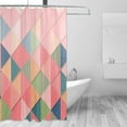 thumbnail image 3 of YFYANG Waterproof Bathroom Shower Curtain, Pink Triangle Plaid Shower Curtain Set with Hooks, Home Bathroom Tub Decor - 72 "x72", Plastic Hooks, 3 of 6