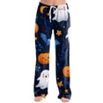 thumbnail image 2 of Zorvxlyn Halloween Pajama Pants Women Ghost Pumpkin Spider Web Graphic Pajama Bottoms for Women Drawstring Elastic Waist Lounge Pants for Women, 2 of 6