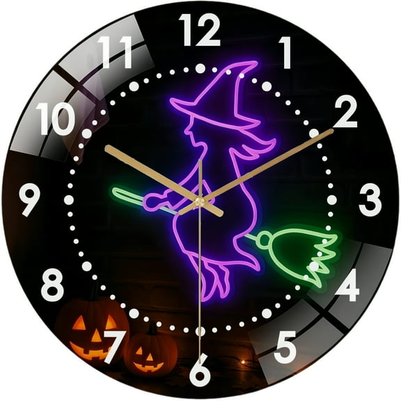 Decorative Clocks: Happy Hallo-ween Party  Glass Wall Clock,Trick Or Treat Decor Wall Clock for Home Decor  Hallo-ween Gho St Boo Haunted House Party Wall Art.homes, Bars, Offices,  Caves, Garages