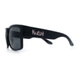 thumbnail image 6 of Brush Kush Graffiti Logo Rectangle Sport Horn Rim Plastic Sunglasses Matte Black Silver Logo, 6 of 8