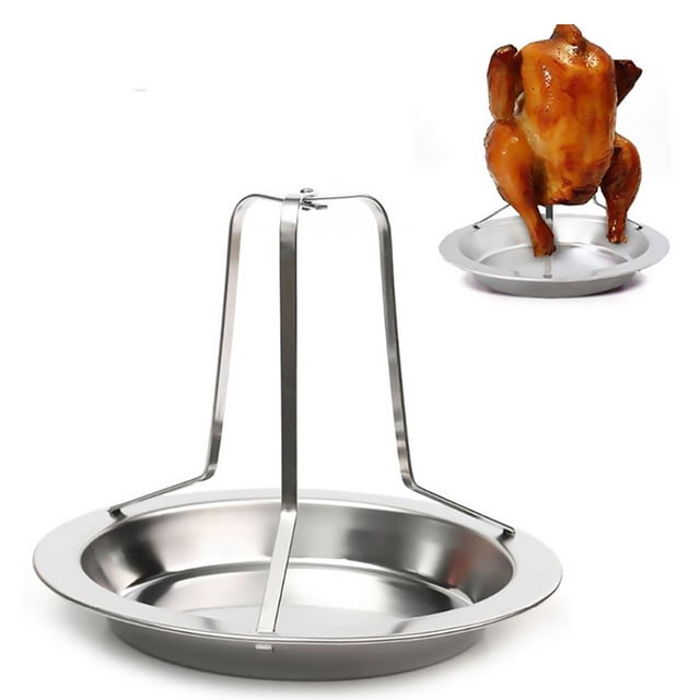 Rejilla para asador de pollo profesional de acero inoxidable, soporte antiadherente para barbacoa, plato de pollo asado para cena de acampada