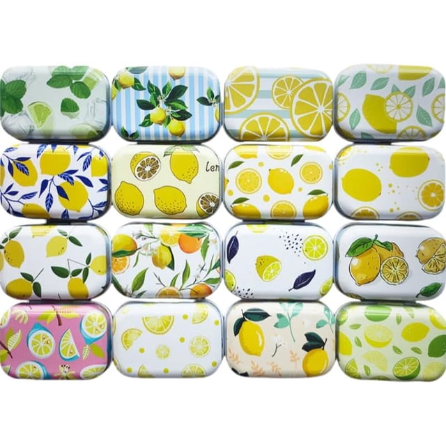 RSACCSKY 8Pcs Metal Hinged Tin Box Container Floral Farmhouse Rustic Mini Portable Small Storage Container Kit with Lid for Home Storage 2.1x1.5x1 Inch (Yellow)