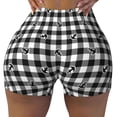 thumbnail image 2 of Salouo Black Tartan Plaid Print Women's Athletic Shorts,Booty Shorts Biker Shorts High Waisted Elastic Workout Shorts for Yoga Gym Running Sports-Large, 2 of 8