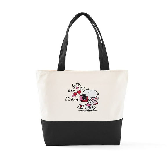 CafePress - Snoopy You Are Loved - Two Tone, 100% Cotton, Zipper Tote Bag