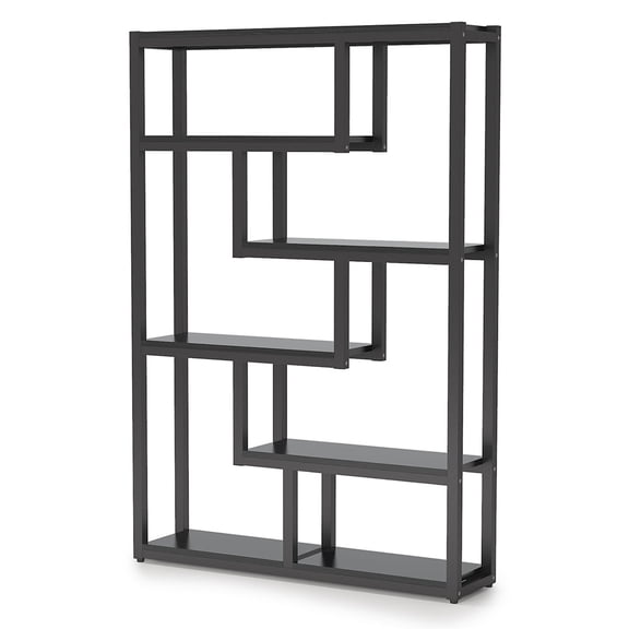 Yardi Yarda 6-Tier Bookshelf, 69" Industrial Etagere Bookcase with Staggered Shelves, Black