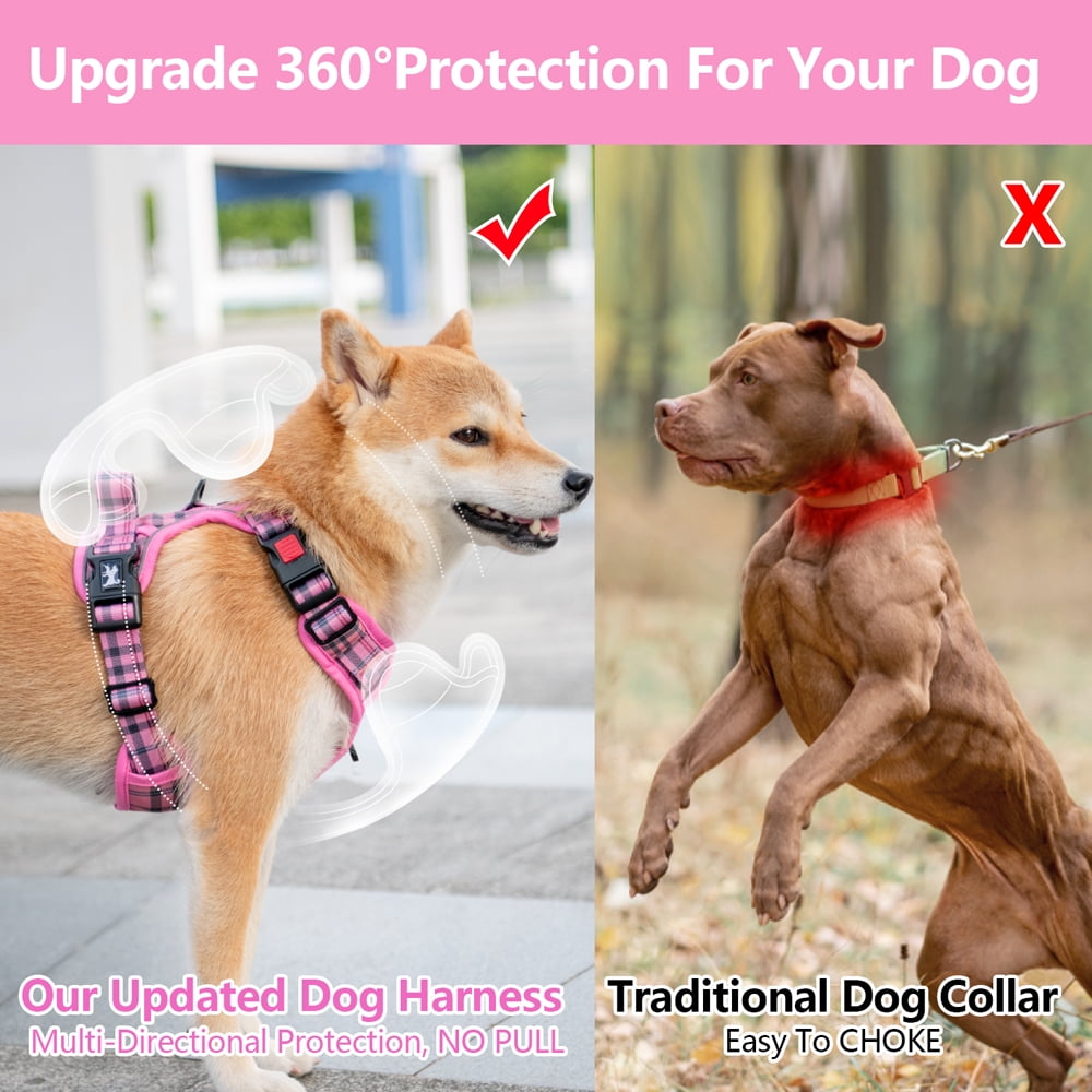 PoyPet Dog Harness and Leash Combo, Escape Proof No Pull Vest Harness, Reflective Adjustable Soft Padded Pet Harness with Handle for Small to Large Dogs