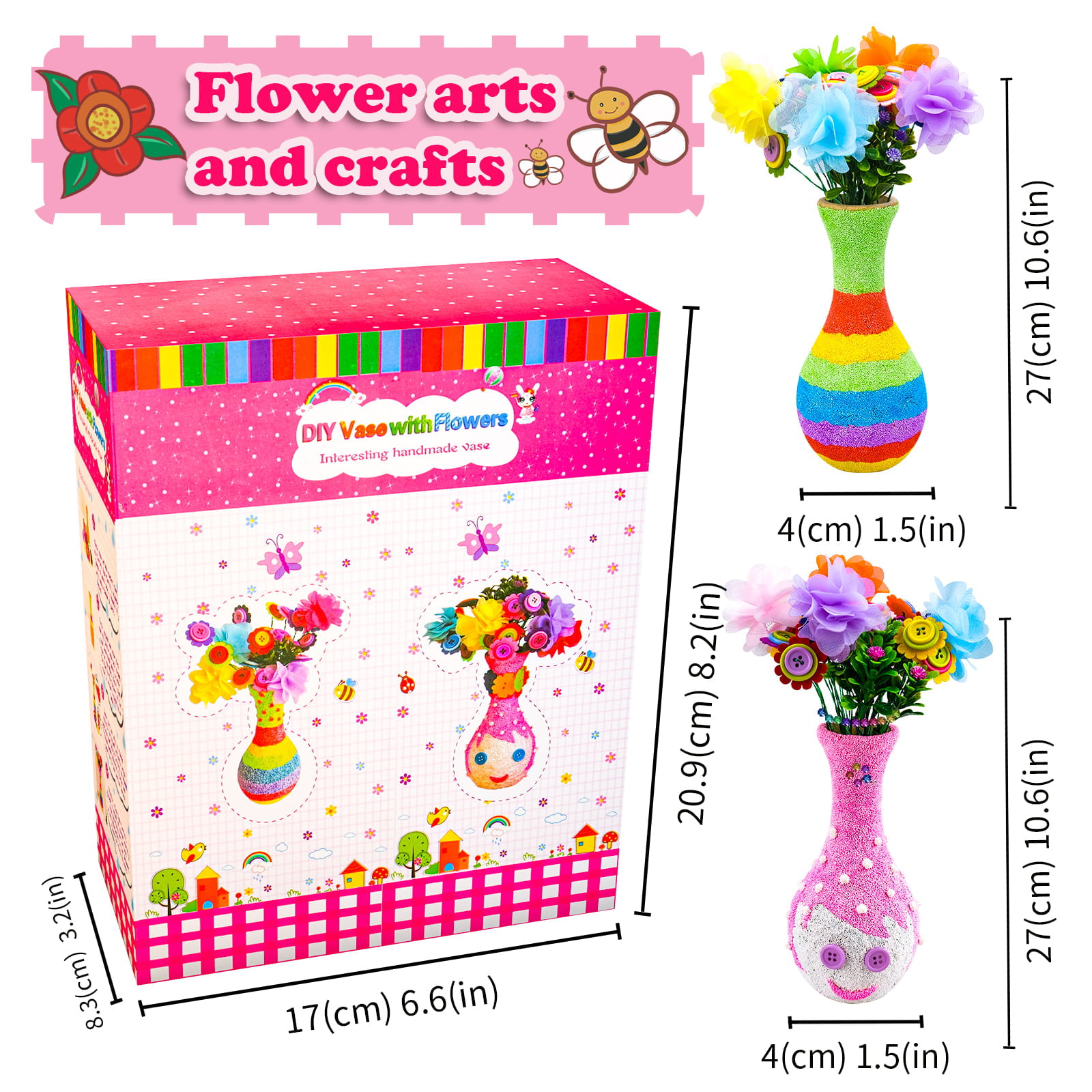 AAOMASSR Crafts for Girls Ages 8-12 Make Your Own Flower Bouquet with  Buttons and Felt Flowers, Vase Art and Craft for Children - DIY Activity  for Boys & Girls Age 6 7