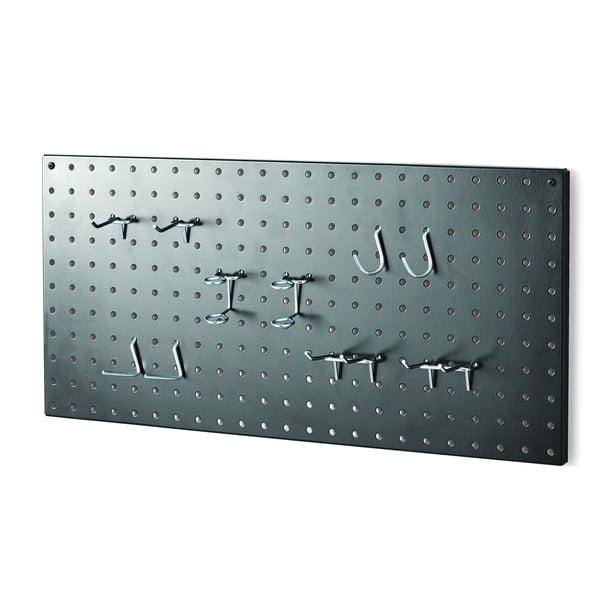 Hyper Tough 11Piece 23Inch Black Steel Pegboard Kit with 10 Accessories