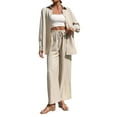 thumbnail image 3 of Traje de Verano para Mujer, de Dos Piezas, con Camisa, Pantalones y Ropa Deportiva Informal para Playa y Vacaciones Albaricoque XL, 3 of 9