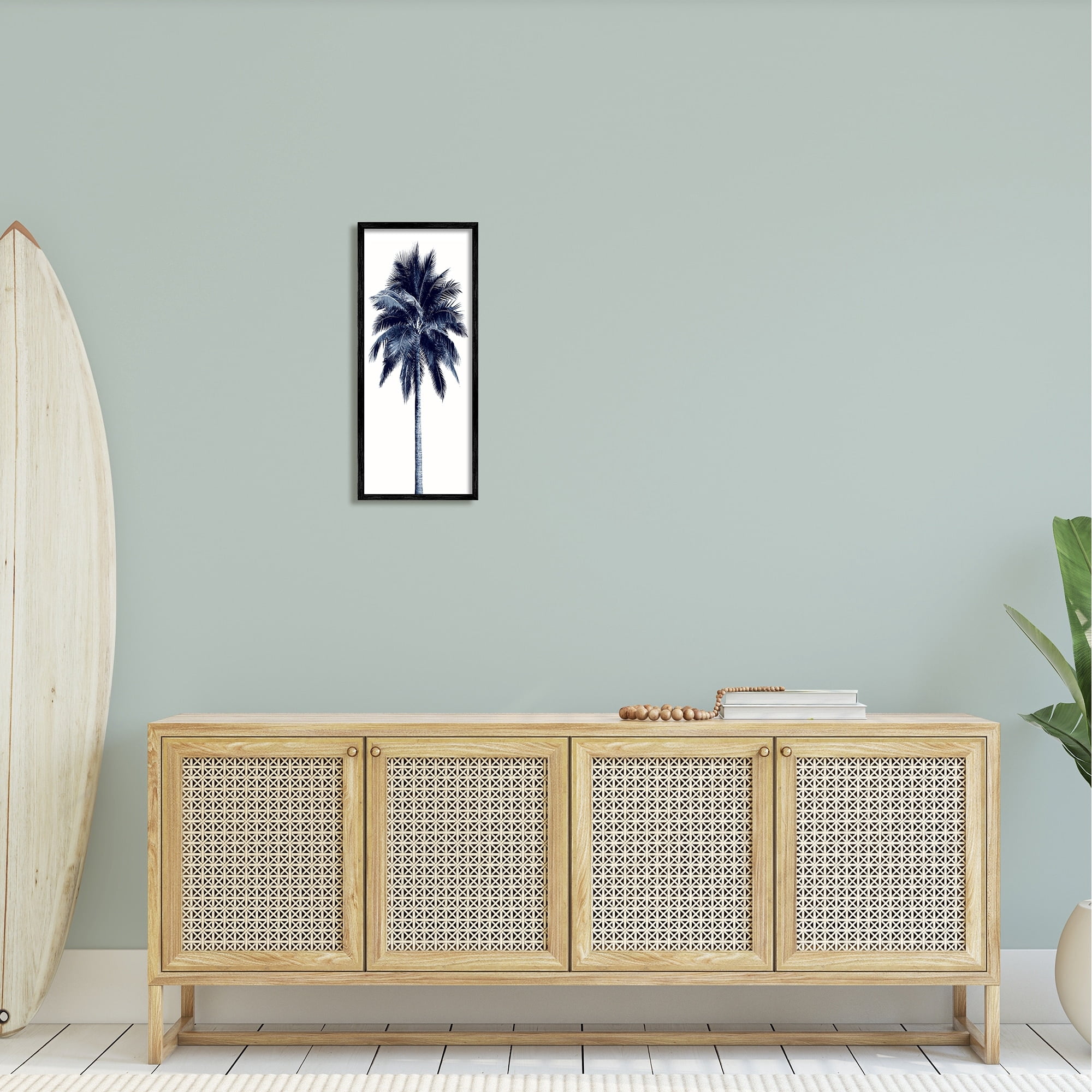 Stupell Industries Modern Palm Tree Plant Leaves Cropped Photography Framed Wall Art, 10 x 24, Design by Devon Davis