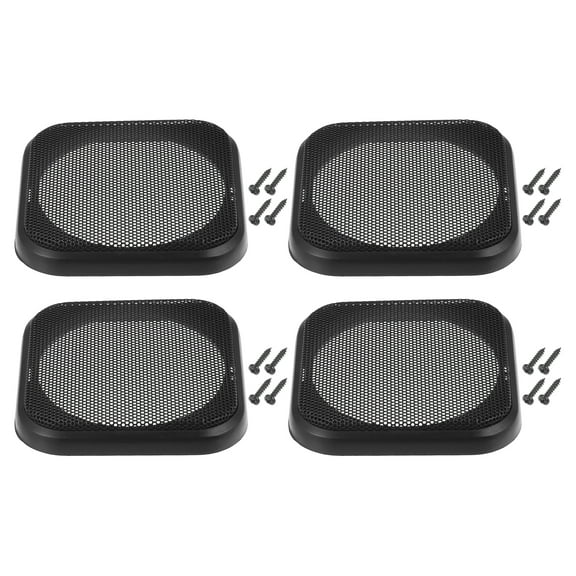 Unique Bargains 4 Set 4" Car Speaker Grills Cover Mesh Square 4 Inch Audio Speaker Subwoofer with Screws ABS Black