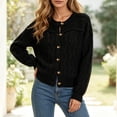 thumbnail image 5 of Xdegoge Crop Cardigan for Women Long Sleeve Button Down Pointelle Hollow Out Lightweight Knit Sweater Casual Cozy Fall Outerwear, 5 of 6