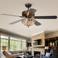 thumbnail image 3 of Warehouse of Tiffany Gliska Rustic Bronze 5-blade Lighted Ceiling Fan with Crystal Shade Pull Chain/Hardwired, 3 of 5