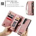 thumbnail image 3 of CaseMe Leather Case for Samsung Galaxy S22 5G,2 in 1 Detachable Wallet Case with 8-Card Holder Zipper Bills Slot,Magnetic Shockproof Flip Leather Cover Zipper Pocket Phone Cases,Pink, 3 of 8