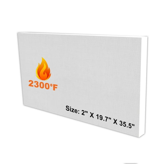Ceramic Fiber Insulation Board - 2" x 19.7" x 35.5" - 2300F Rated - Fireproof Insulation Board for Forge, Stove, Oven, Kiln, Furnace, Fireplace - Pack of 1