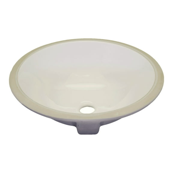 Scoop Oval Under Mount Bathroom Vanity Sink, 15-1/4" x 13-1/2" x 8", Ivory Porcelain