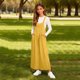 thumbnail image 5 of Vestido largo con tirantes desmontables y bolsillos sueltos de color liso para niñas, 5 of 9