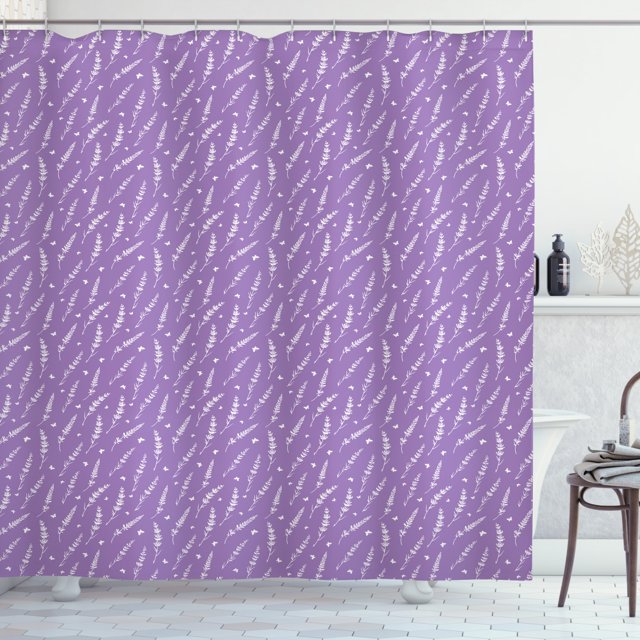 Ambesonne Floral Shower Curtain, Lavender and Butterflies, 69"Wx75"L