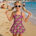 thumbnail image 3 of Xixirimido Dragonfruit Print Girls One-piece Swimsuits Sleeveless Swimwear with Skirt & Built-in Shorts Hawaiian Beach Vacation Modest Bathing Suit, 6-7 Years, 3 of 7