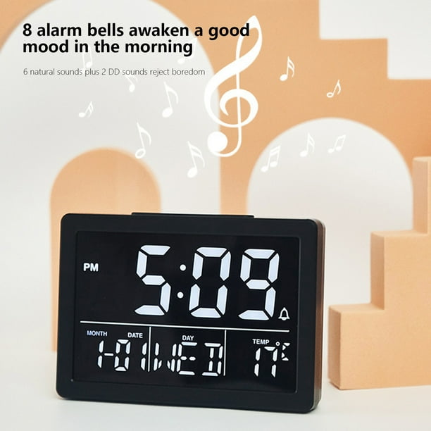 Digital Dual Alarm Clock For Bedroom Large Display Bedside With Battery Backup U
