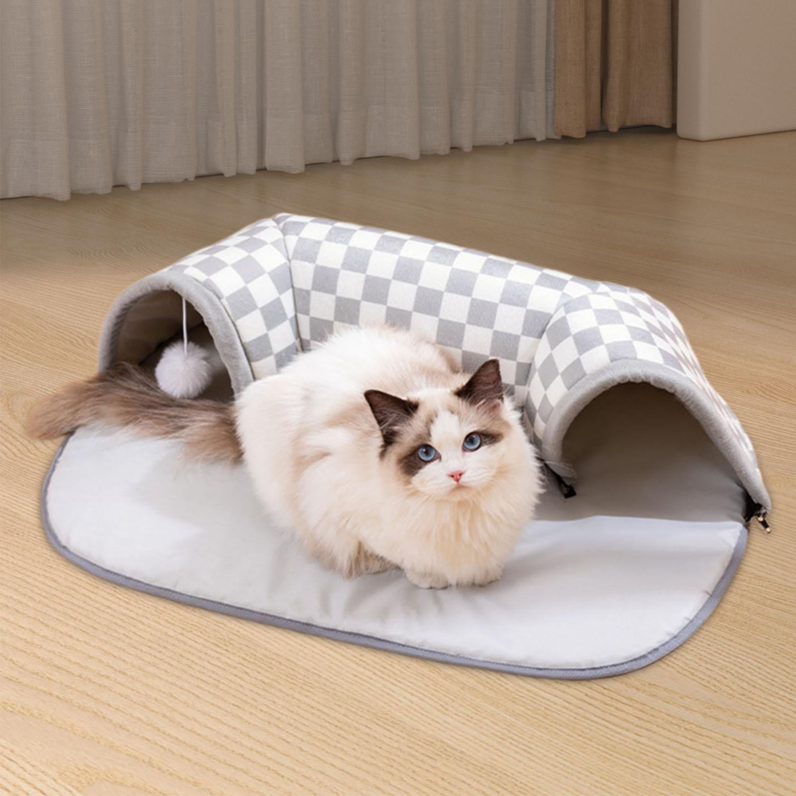 Bvdfgk 2 in 1 Cat Bed Play Tunnel Interactive Toy, and Playing Ball Toys, Foldable Soft S