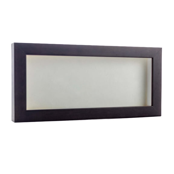 10x20 Walnut Shadowbox Frame - Interior Size 10x20 with 3/4" Usable Depth - White Acid-Free Suede Backing