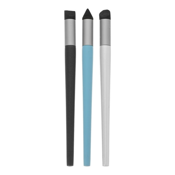 KAKOWELY detail paint brushes 3PCS Blending Sponge Pens Oil Pastels Rubbing Sponge Tools Artists Pens Blending Smudging Brushes for Drawing and Sketching (Bevel Head, Round Head, Double Bevel Head)