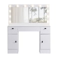 thumbnail image 5 of PORKISS Makeup Vanity Table, Wood Vanity Desk with Mirror, 3 Color Lighting Modes Adjustable, Modern Storage Dressers with 3 Drawers for Bedroom, White, 5 of 9