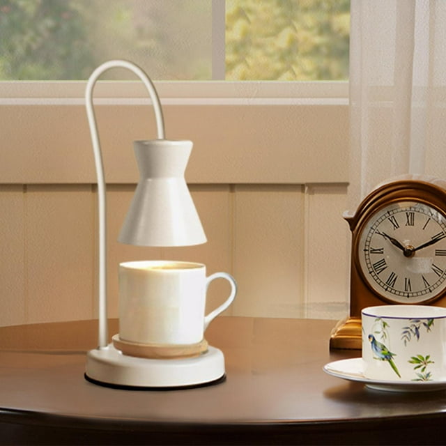 Calentador de velas eléctrico, lámpara de mesa, sin llama, calentador de fusión de cera, luz nocturna de noche, lámpara de cera para sala de estudio, H Ajustable Blanco Macarena lámpara calentador de velas