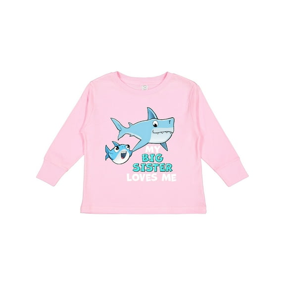 Inktastic My Big Sister Loves Me with Cute Sharks Boys or Girls Long Sleeve Toddler T-Shirt