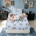 thumbnail image 5 of meiyoeat Cartoon Honeycomb L Letter Twin Sheets for Boys, Cute Football Lover Bedding, 3pcs, 1 Flat Sheet, 1 Fitted Sheet and 1 Pillowcase, 5 of 6