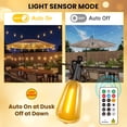 thumbnail image 3 of 100+10FT LED Outdoor String Lights with Remote, Light Sensor Mode & DIY Timer, 32 Shatterproof ST38 Edison Bulbs, Waterproof & Weatherproof for Patios, Gardens, Energy-Saving, Connectable, 3 of 7