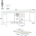 thumbnail image 6 of Two-Person Office Desk with Storage Space Dual Workstation Computer Study Desk Multifunctional Gaming Dining Table with Drawers & Hooks for Home Office, 6 of 6