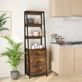 thumbnail image 4 of Gymax Ladder Bookshelf Tall Bookcase w/ 3 Open Shelves Printer Stand 3 Storage Drawers Brown, 4 of 10