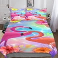 thumbnail image 3 of Flamingos Animal Duvet Cover - Pink Pattern Bedding Set with Zipper - Microfiber Children's Duvet Cover Sets with, 3 of 5