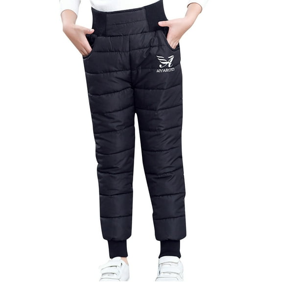 Mrzhqd Toddler Casual Pants Little Girls Boys Snow Pants Thick Winter Warm Lined Kids Pants Girl Activewear Clothes Snow Wear Outfits For 8-9 Years